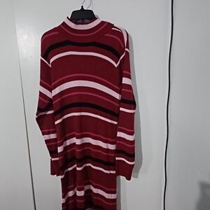 Eloquii Striped Maxi Dress - Red and Pink